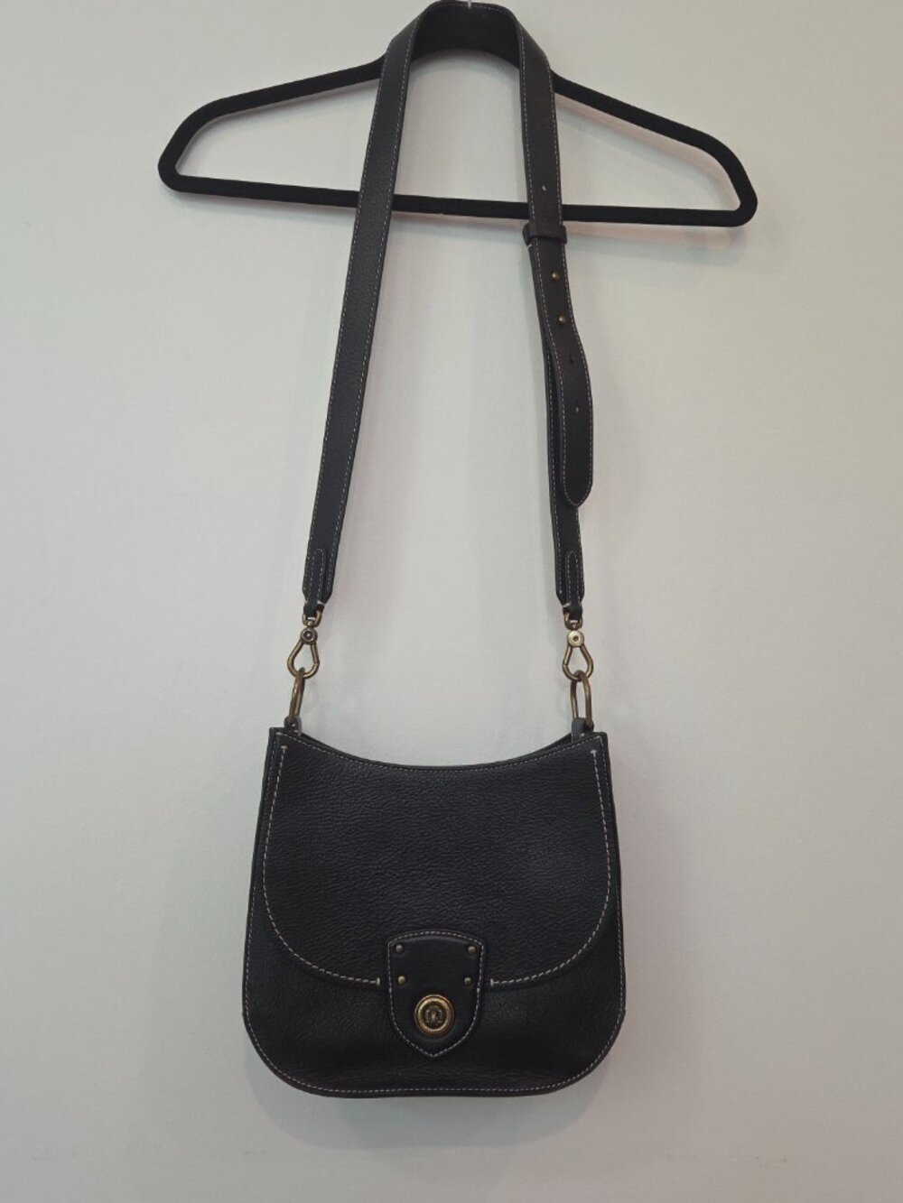 Ralph Lauren Pebble Black Leather Shoulder Bag with Dust Cover - Picture 3 of 13